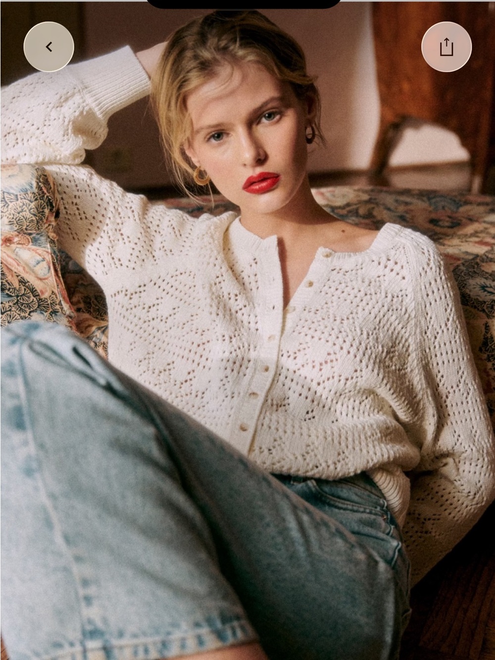 Sezane Capucine Cardigan White - Size M